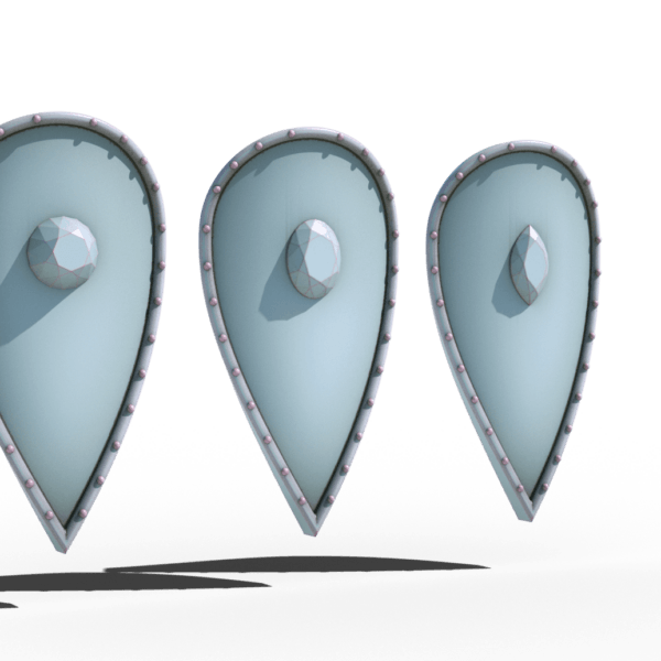 3d printable tabletop miniature kite shields with gem shield boss