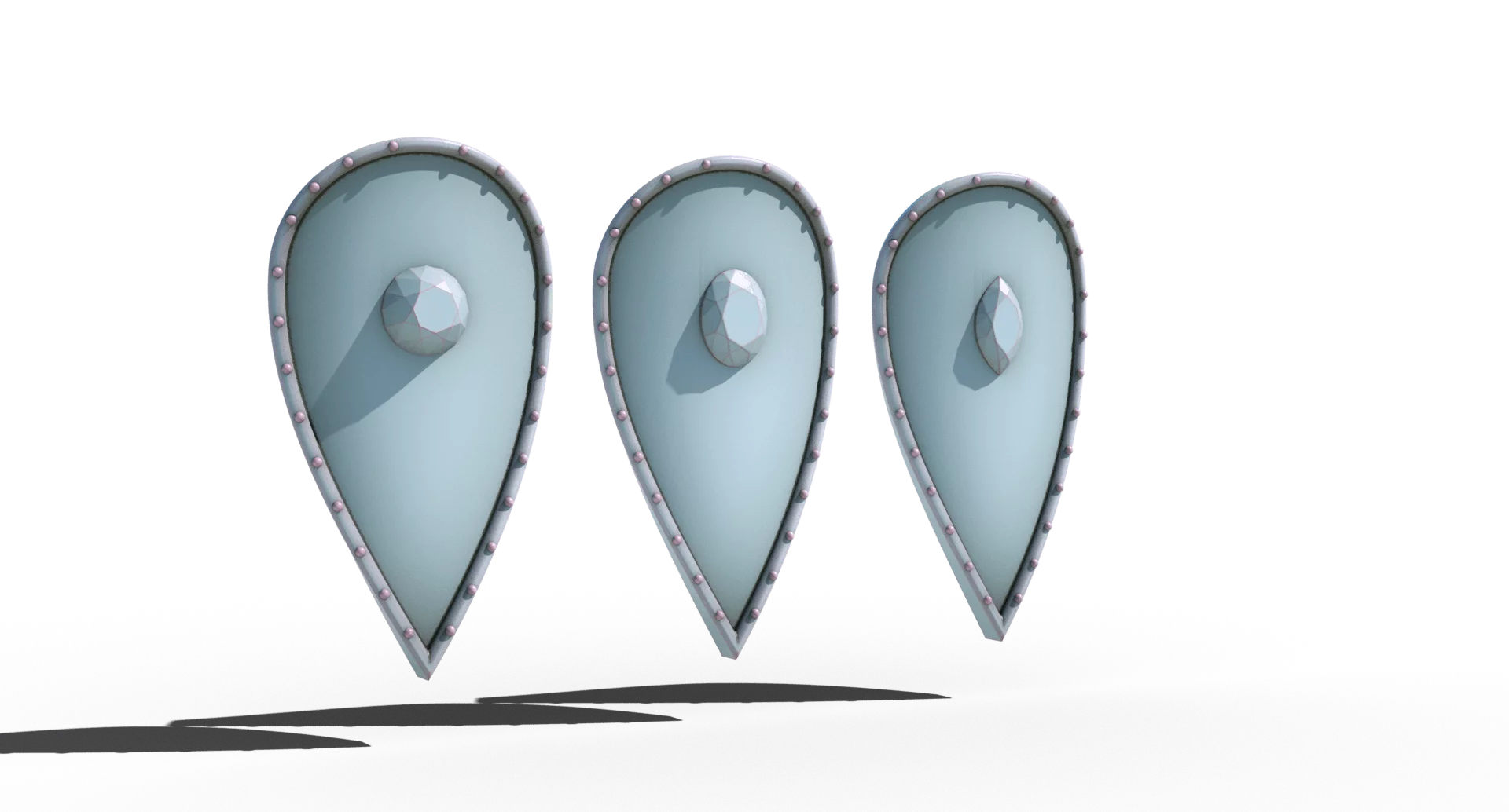 3d printable tabletop miniature kite shields with gem shield boss