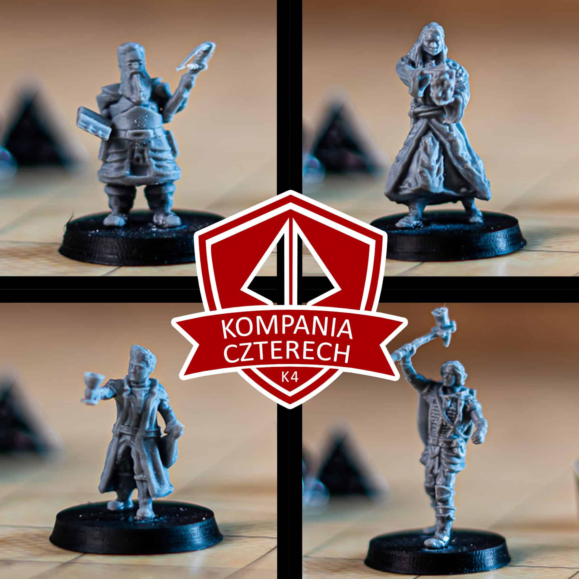 kompania czterech k4 fantasy adventurers party leonard human fighter with warhammer and shield 3d printable tabletop miniature photograph