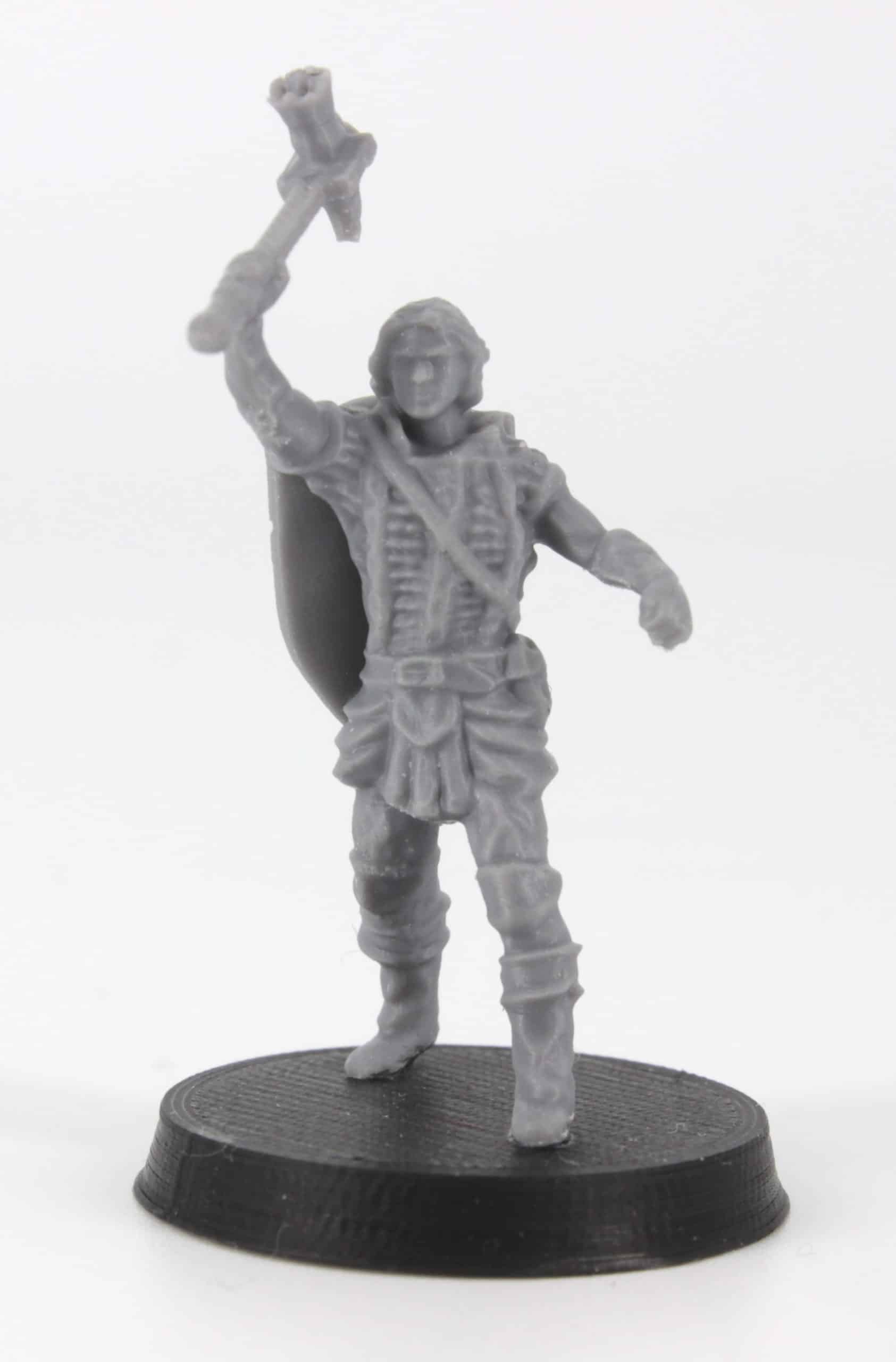 leonard human fighter with warhammer and shield 3d printable tabletop miniature photograph