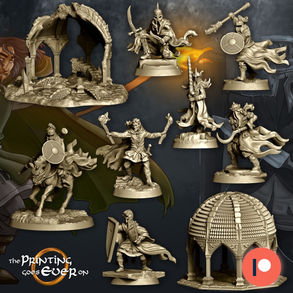 Printable STL models you can use in the contest. Wight, warrior, riders, buildings.