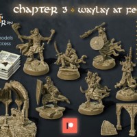 the printing goes ever on patreon october 2020 release featuring 6 high quality pre-supported 3d printable minaitures and supportless ruin dioramas