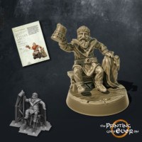 dwaf traveler with ale beer tankard rising a toast the printing goes ever on september 2020 patreon pack miniature