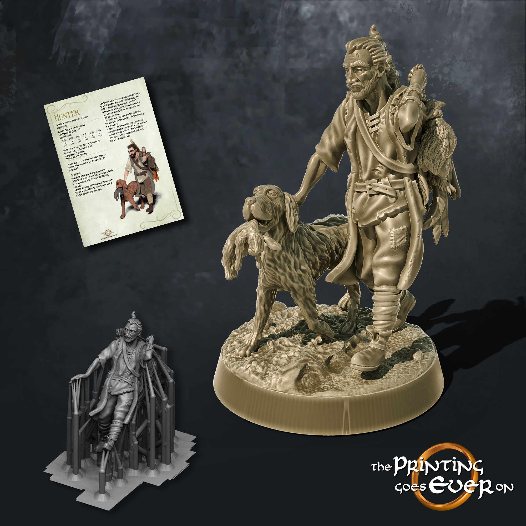 hunter walking and patting dog the printing goes ever on september 2020 patreon pack miniature