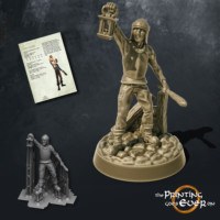 town guard gatekeeper rising lantern with mace in hand the printing goes ever on september 2020 patreon pack miniature