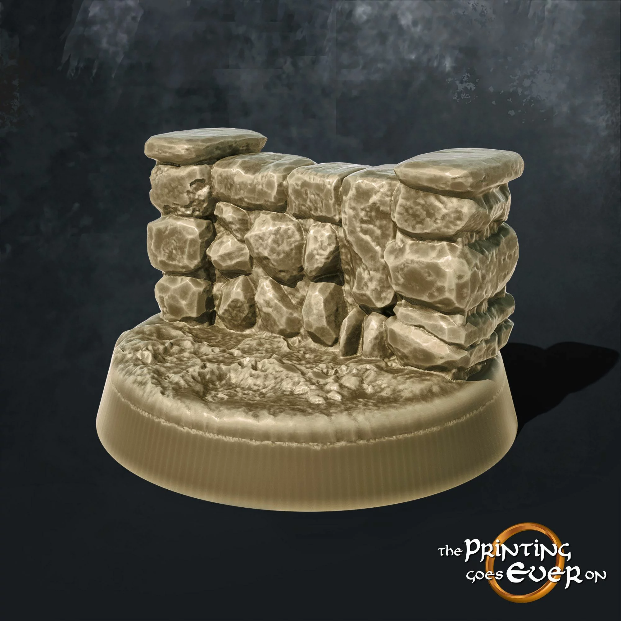 one inch round base with stone wall 3d printable tabletop miniatures